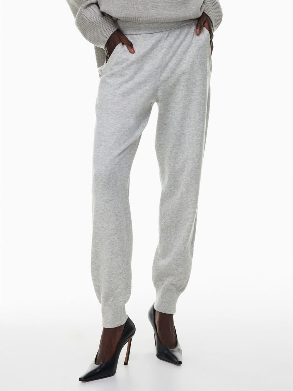 Babaton Light Gray Knit Joggers